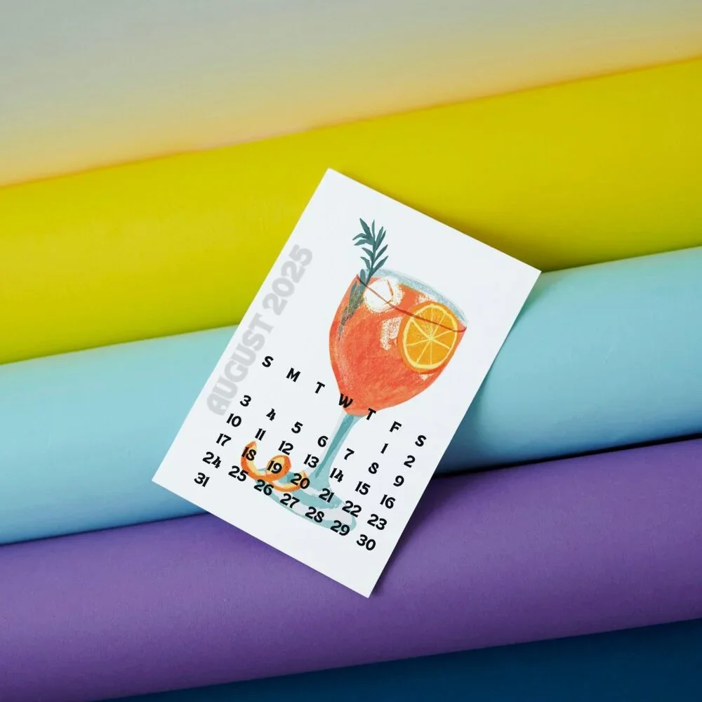 NEW 2025 Cocktails Delight Desk Calendar Print Cards - Calendar Card Refills